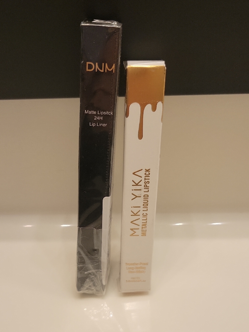 DNM Matte Lipstick 24H Lip Liner - and Maki Yika Metallic Liquid Lipstick